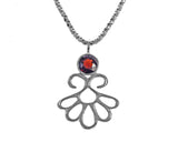 Delicate Arabesque Pendant With Garnet In Sterling Silver