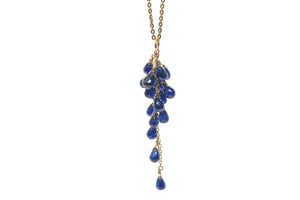 Blue Sapphire Cluster Pendant On 14k Gold Fill Chain