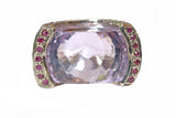Exclusive Pink Amethyst And Ruby Ring In 14k White Gold