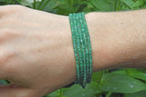 Emerald Rondelle Bracelet With Diamond And Silver Clasp