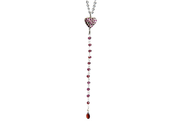 Silver Heart with Rubies Pendant