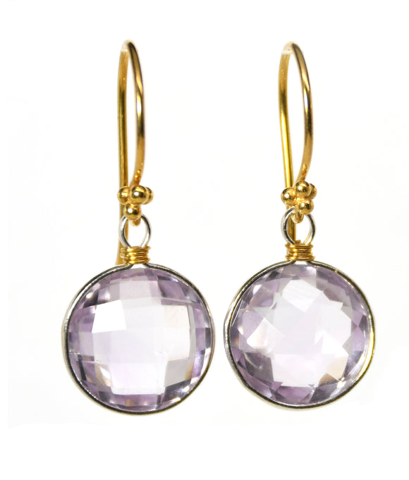 Pink Amethyst and Vermeil Accent Drop Earrings