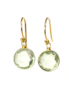 Prasiolite Earrings with Gold Accents