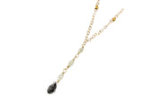 Black And Grey Diamond Briolettes On 14k Gold Chain With 22k Gold Beads
