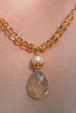 Golden Rutilated Quartz With Fresh Water Pearl And Citrine