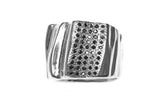 Statement Ring In Sterling Silver With Black Diamonds